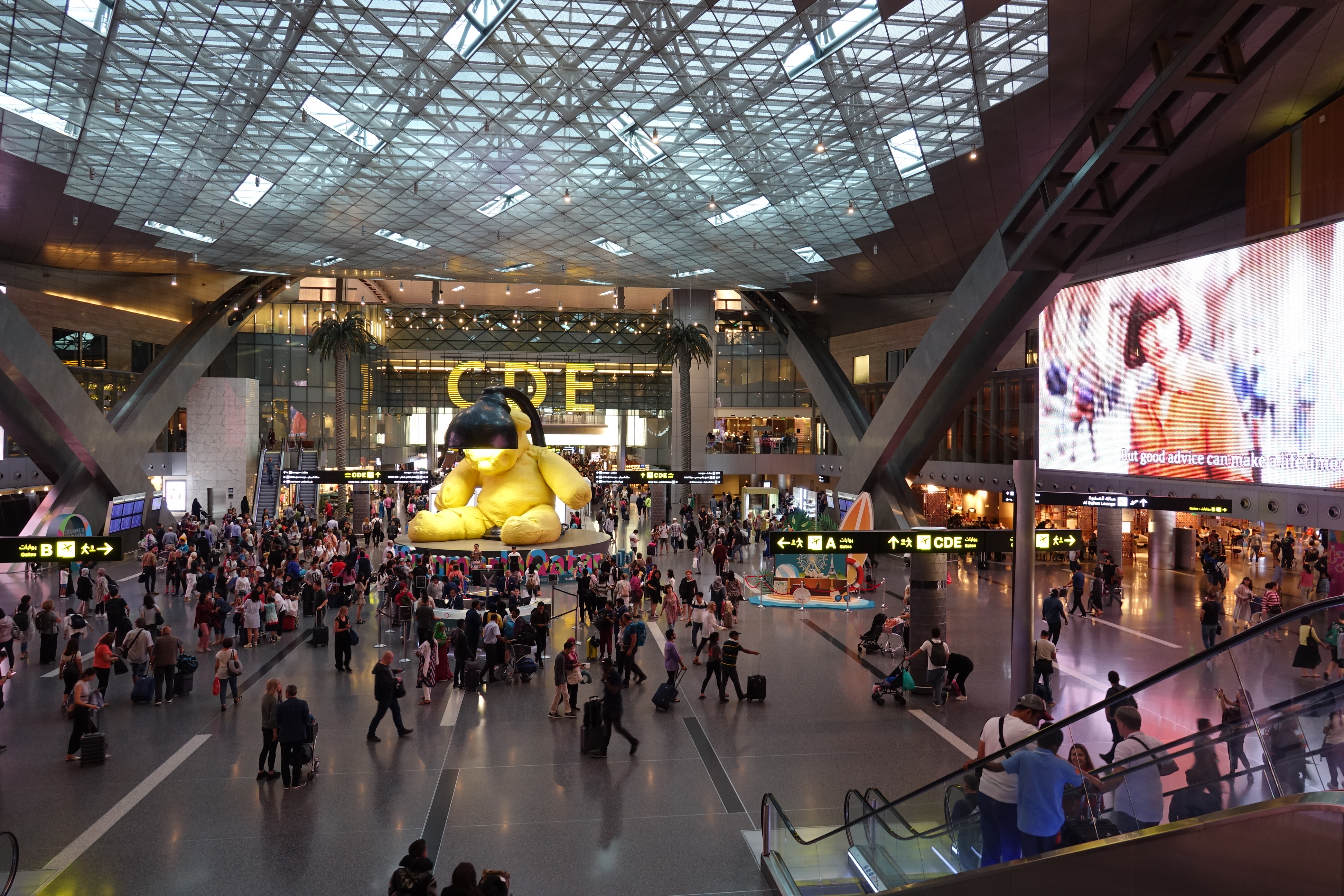 a large group of people in a large building