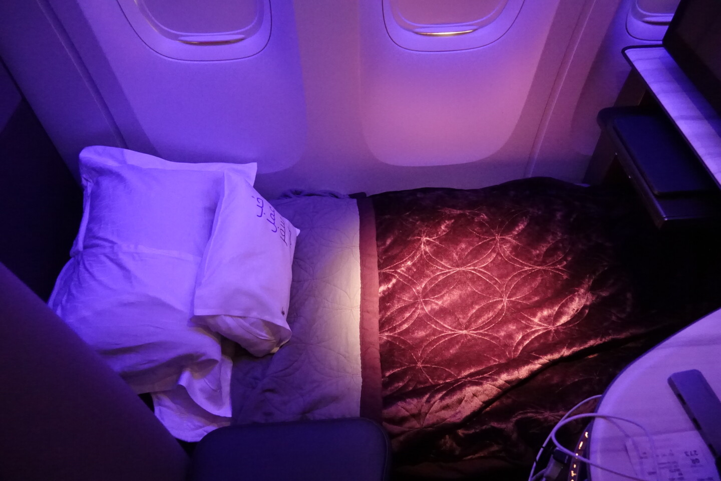 a bed in an airplane