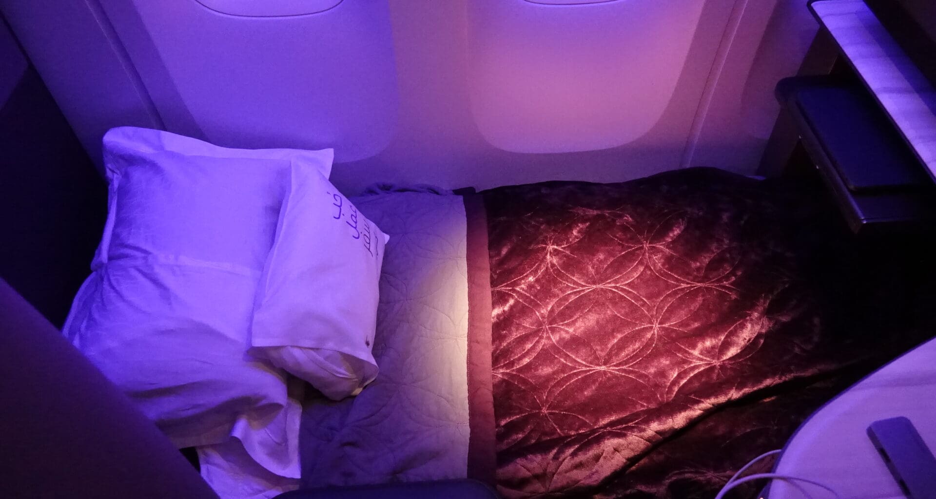 a bed in an airplane
