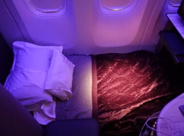 a bed in an airplane