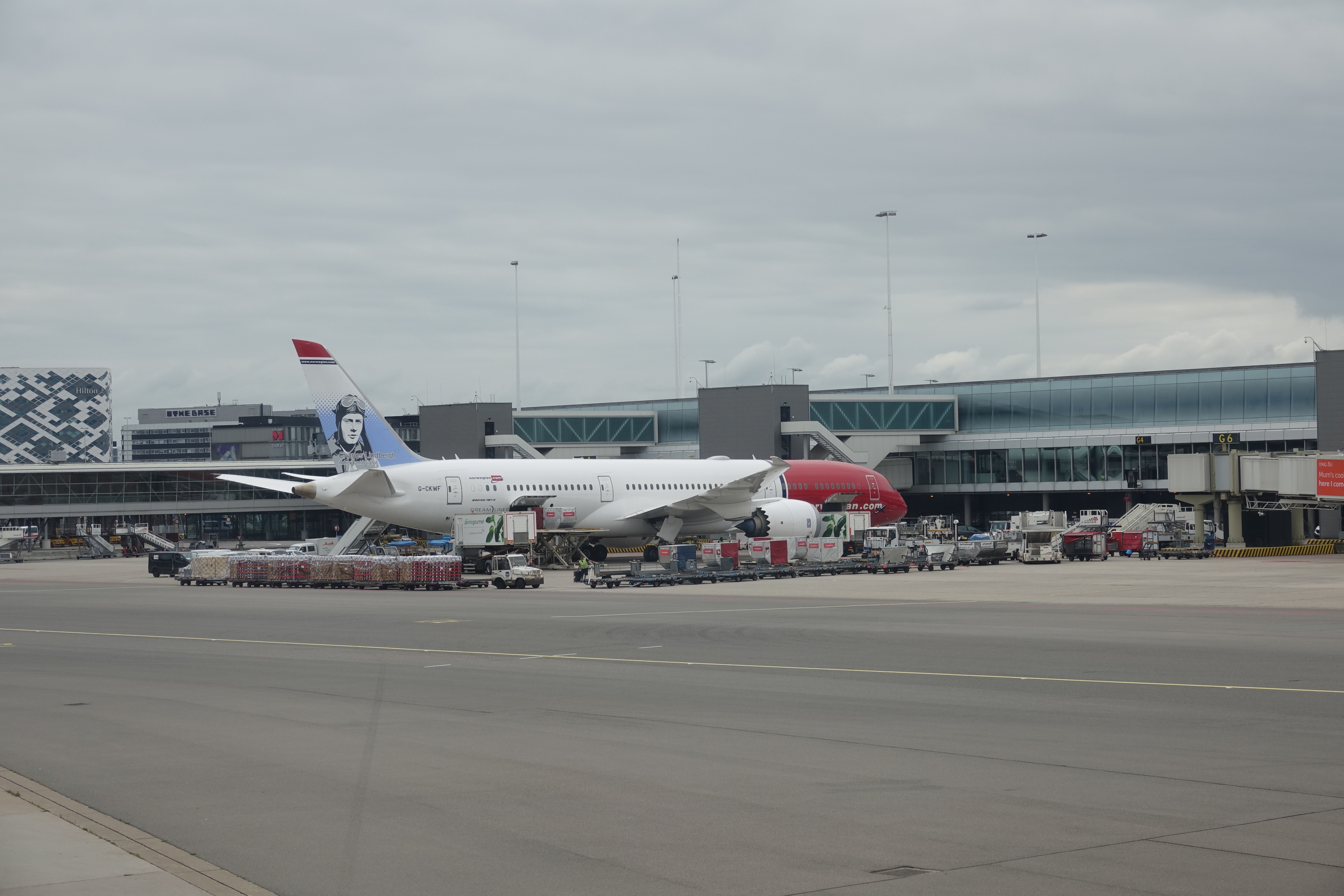 a plane parked on the tarmac