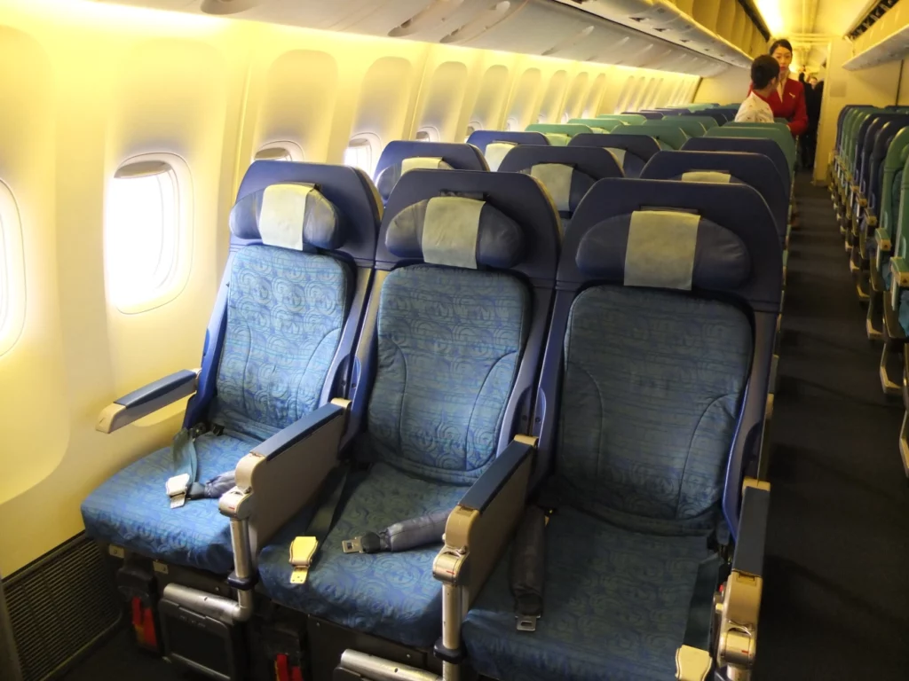 a row of seats in an airplane