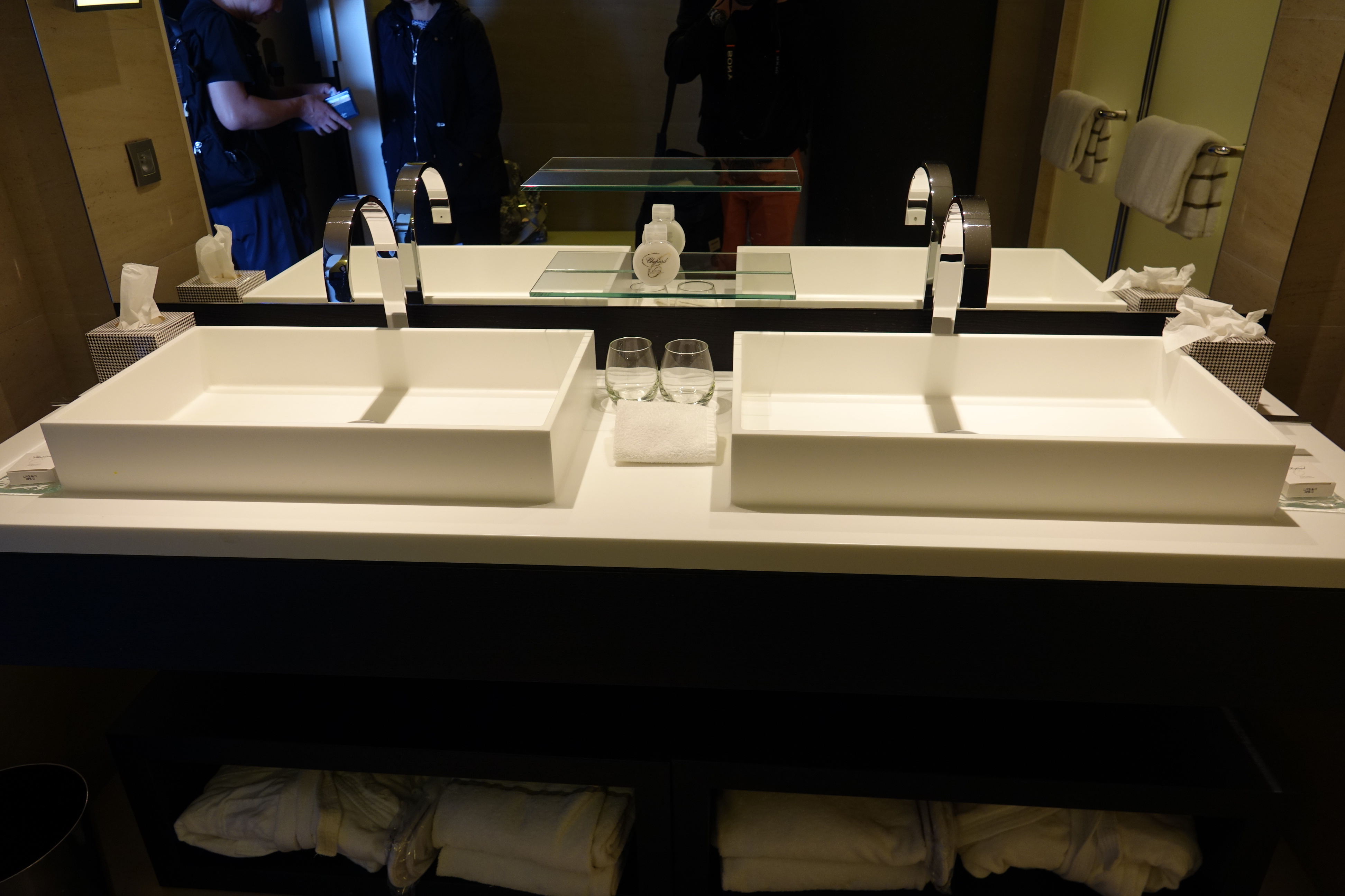 a bathroom sink with two sinks