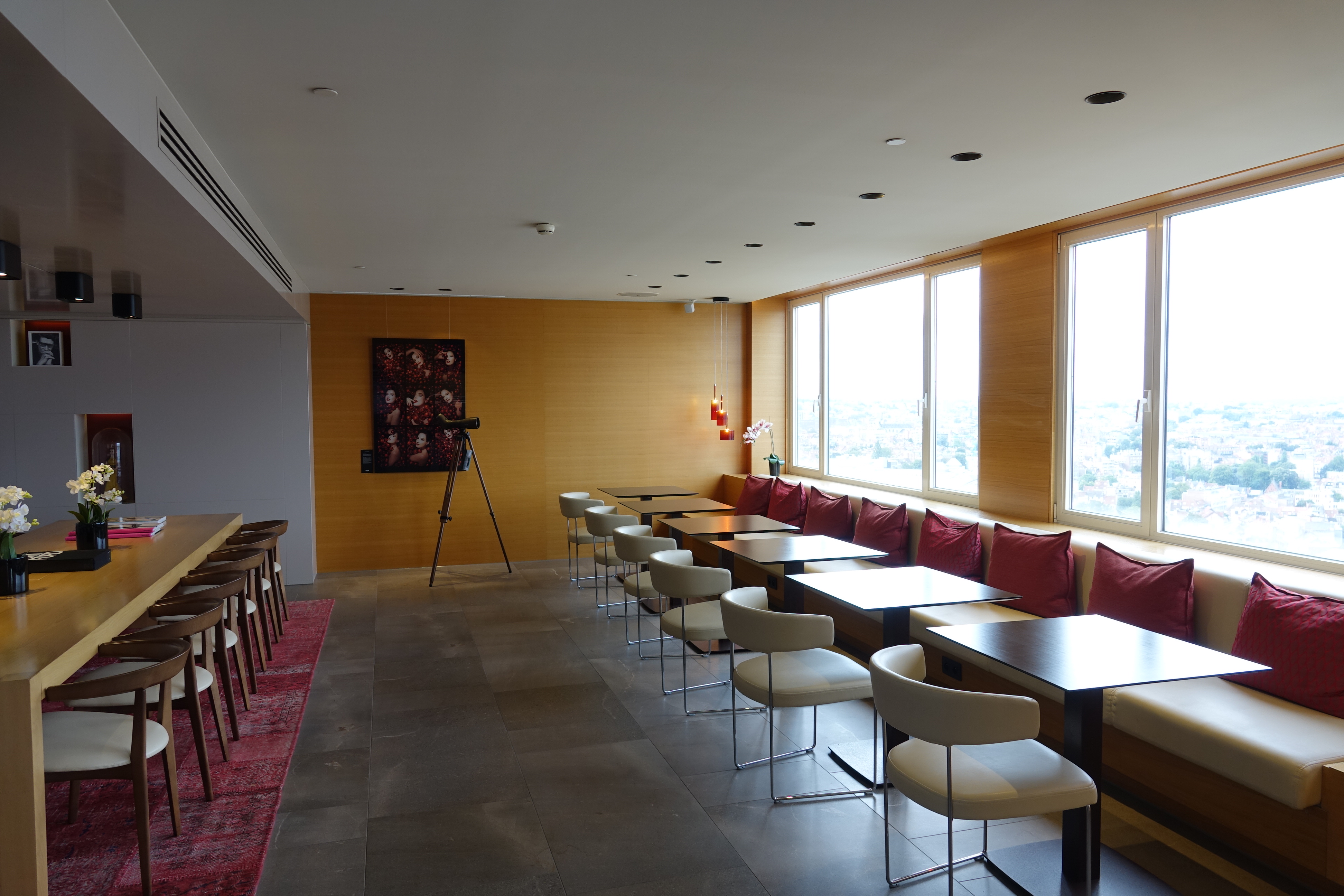 a room with tables and chairs