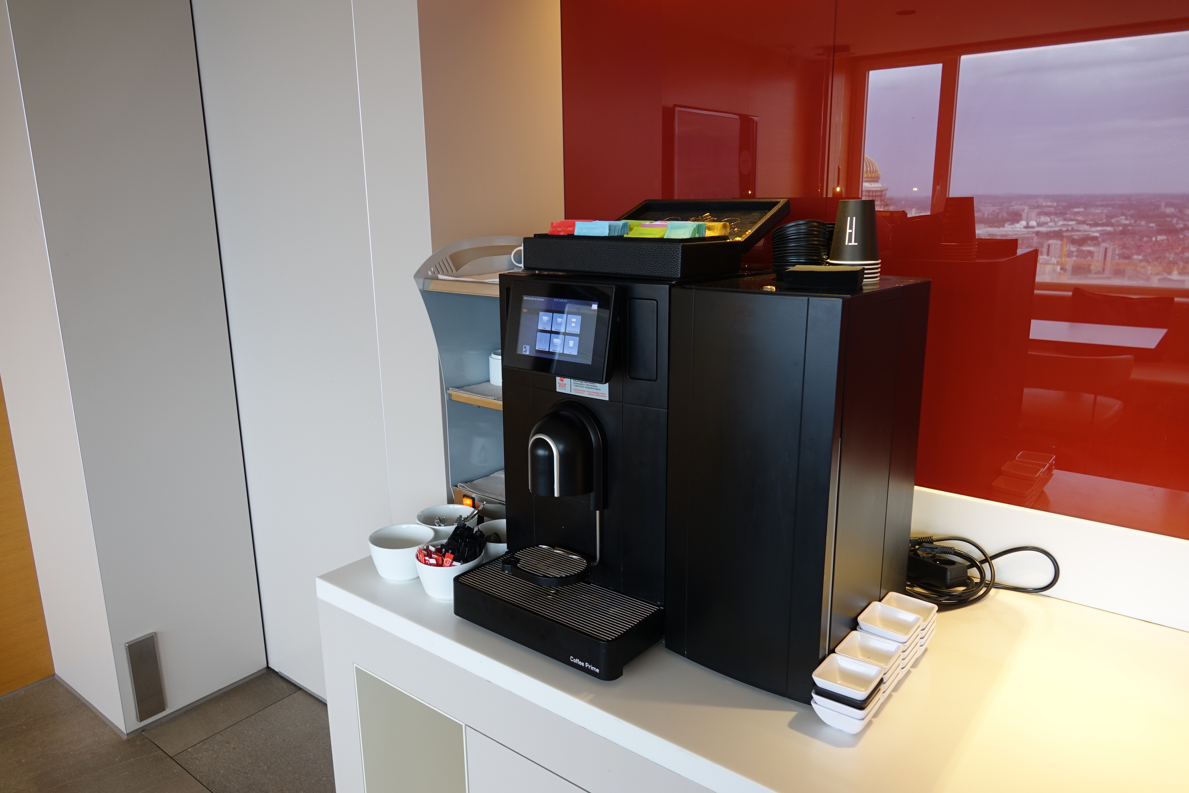 a black machine on a white counter