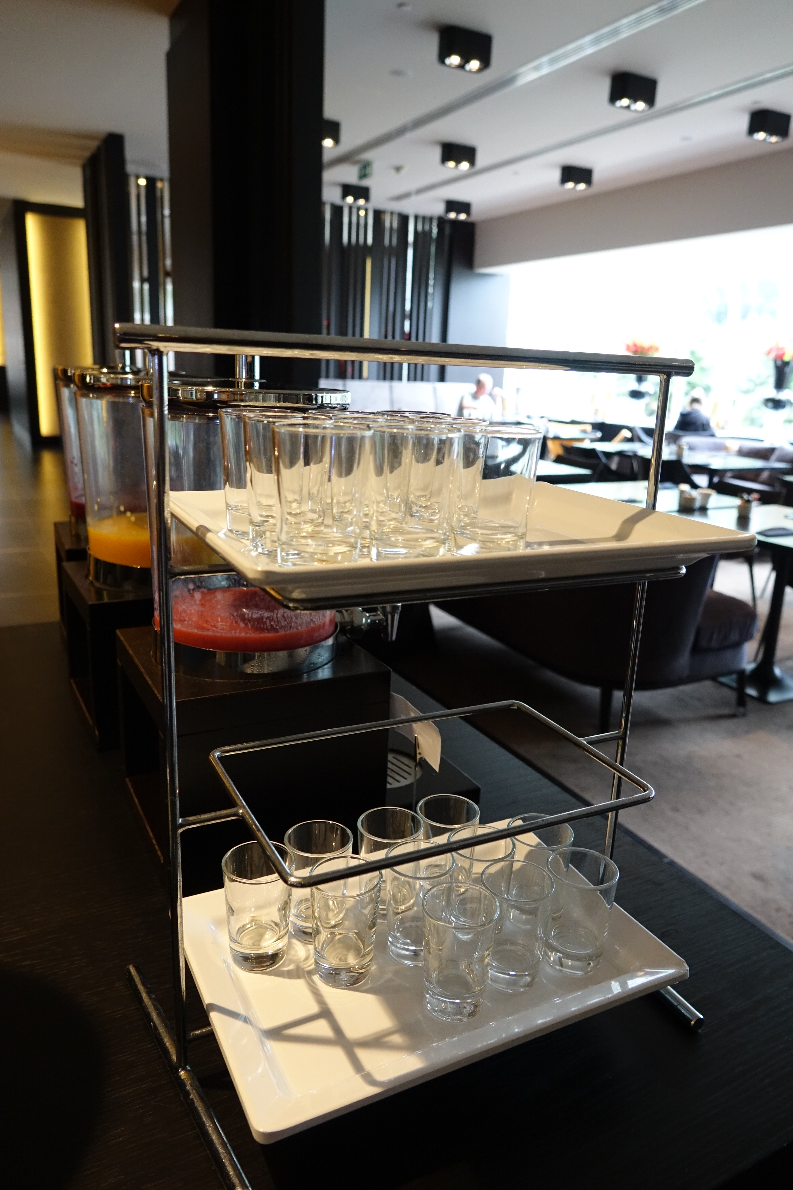 a tray of glasses on a table