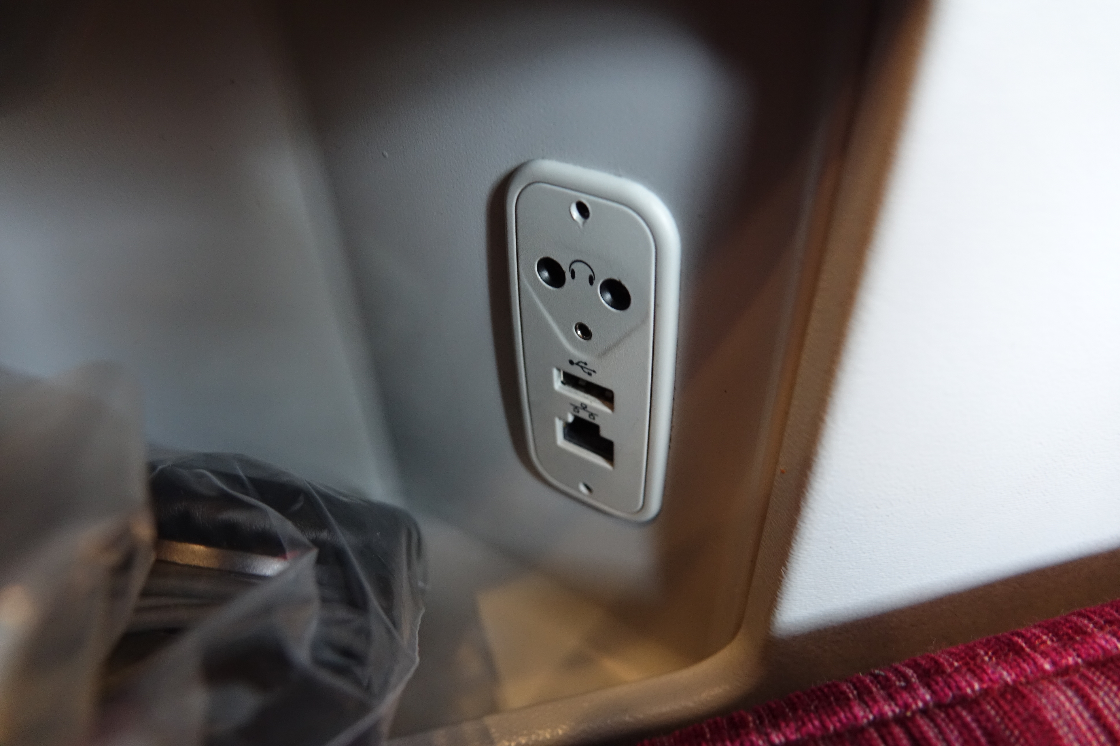 a close up of a wall outlet