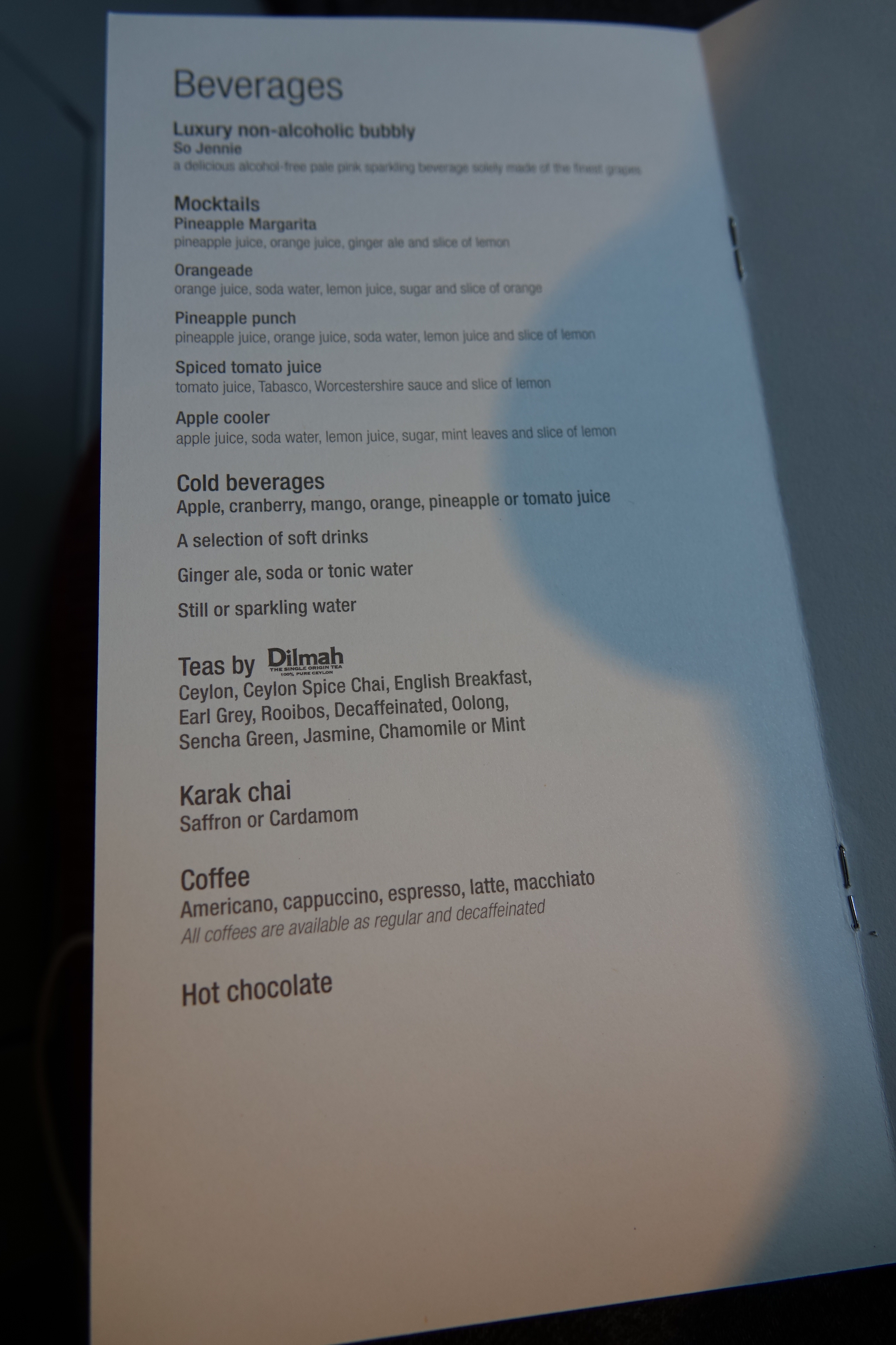 a menu of a restaurant