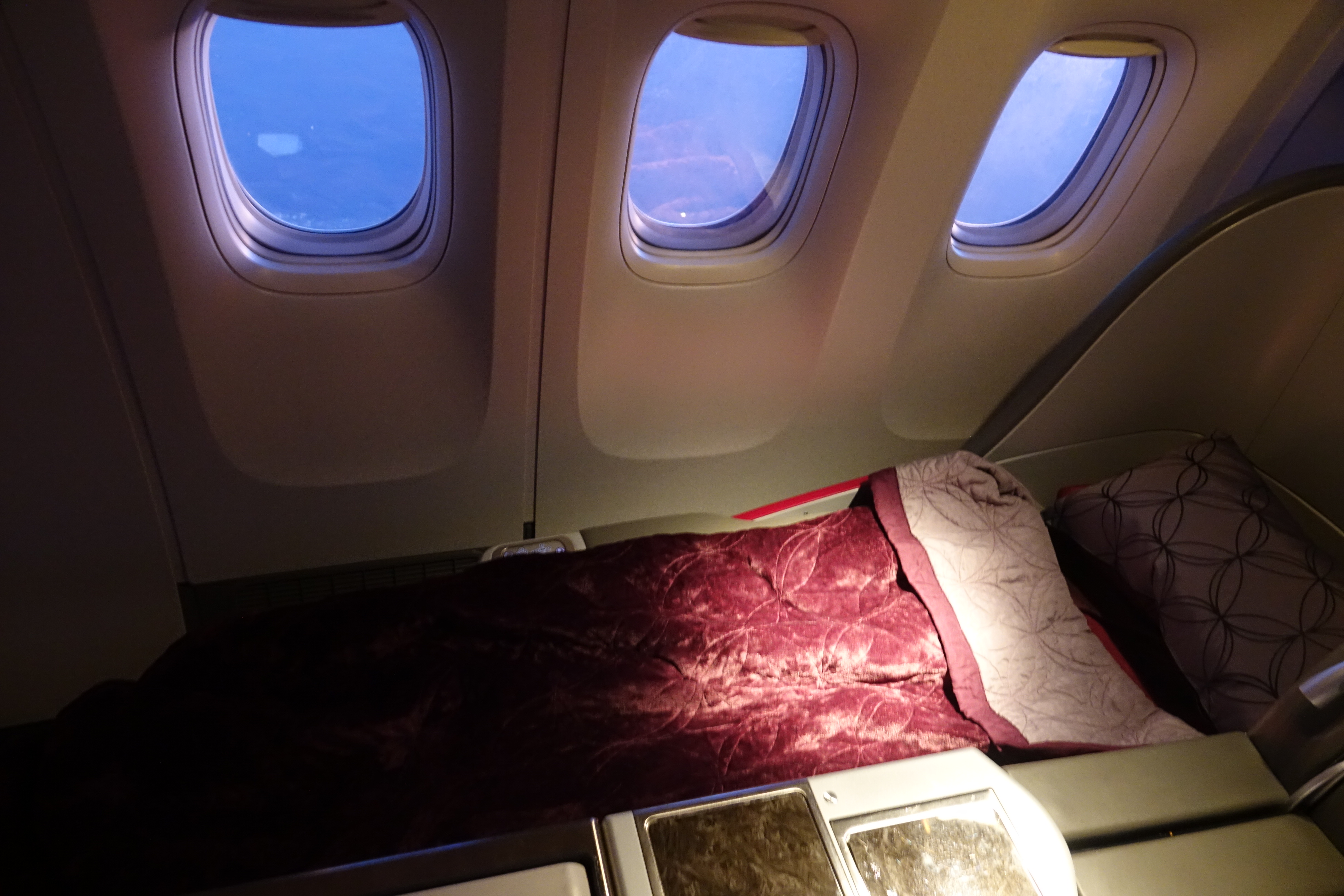 a bed in an airplane