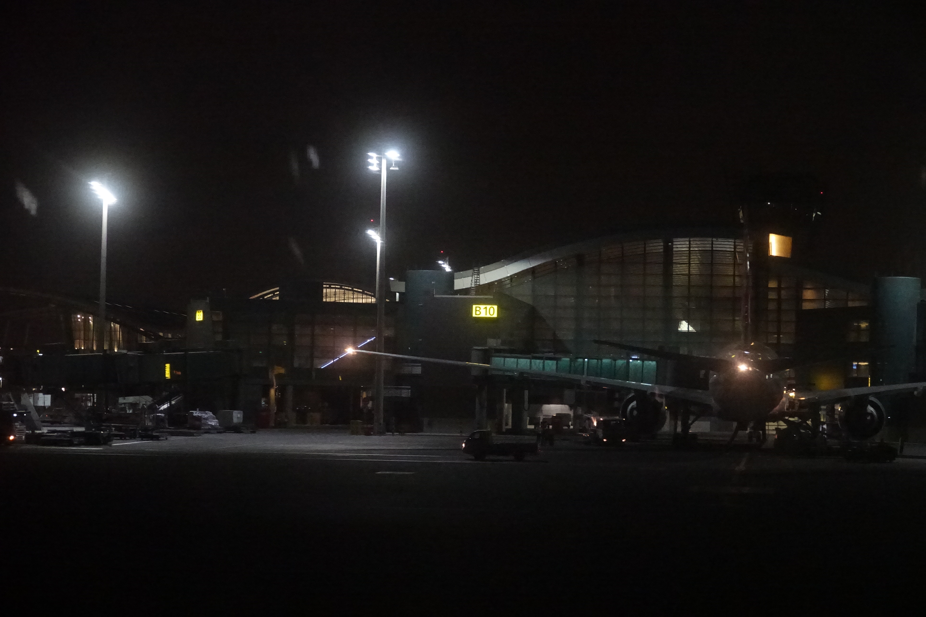 a large building at night