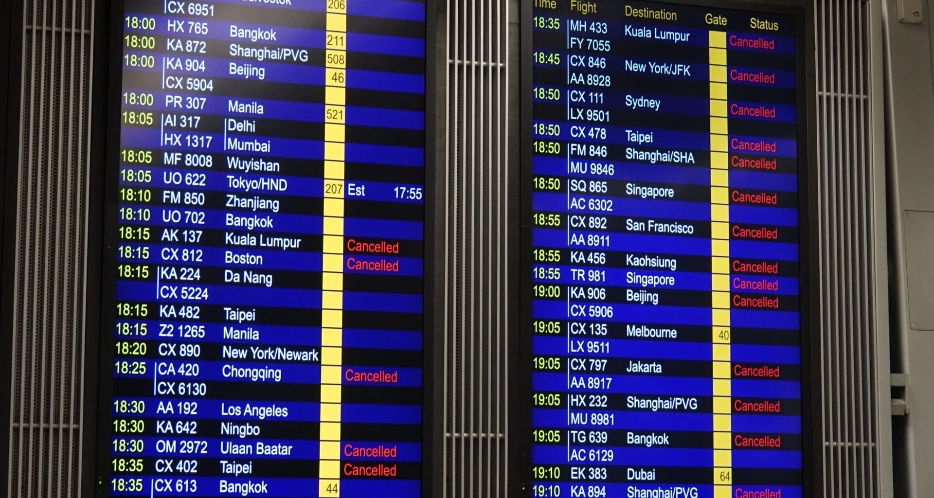 a screens with a number of flights