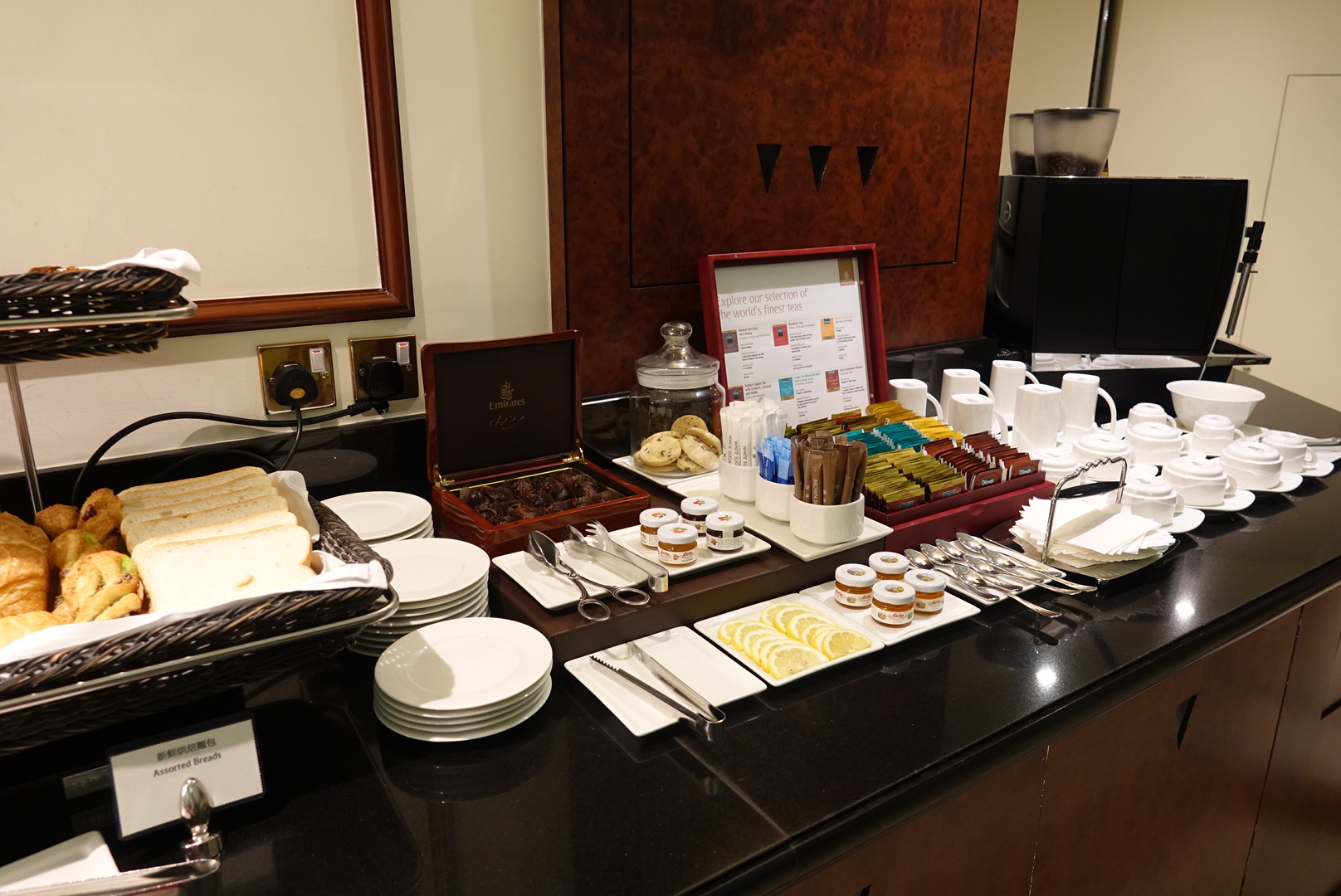 a table with plates and food on it