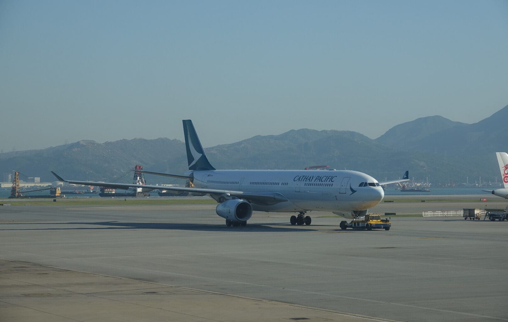 a plane on the runway