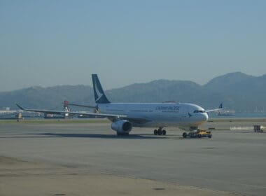 a plane on the runway