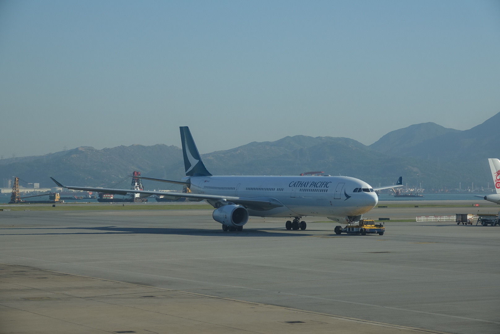 a plane on the runway