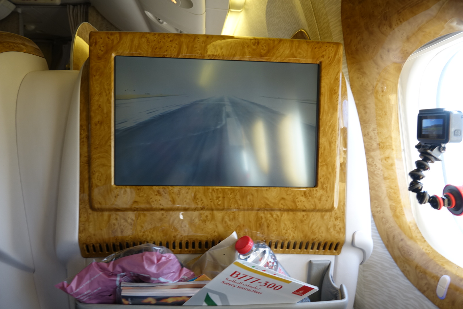 a tv in an airplane