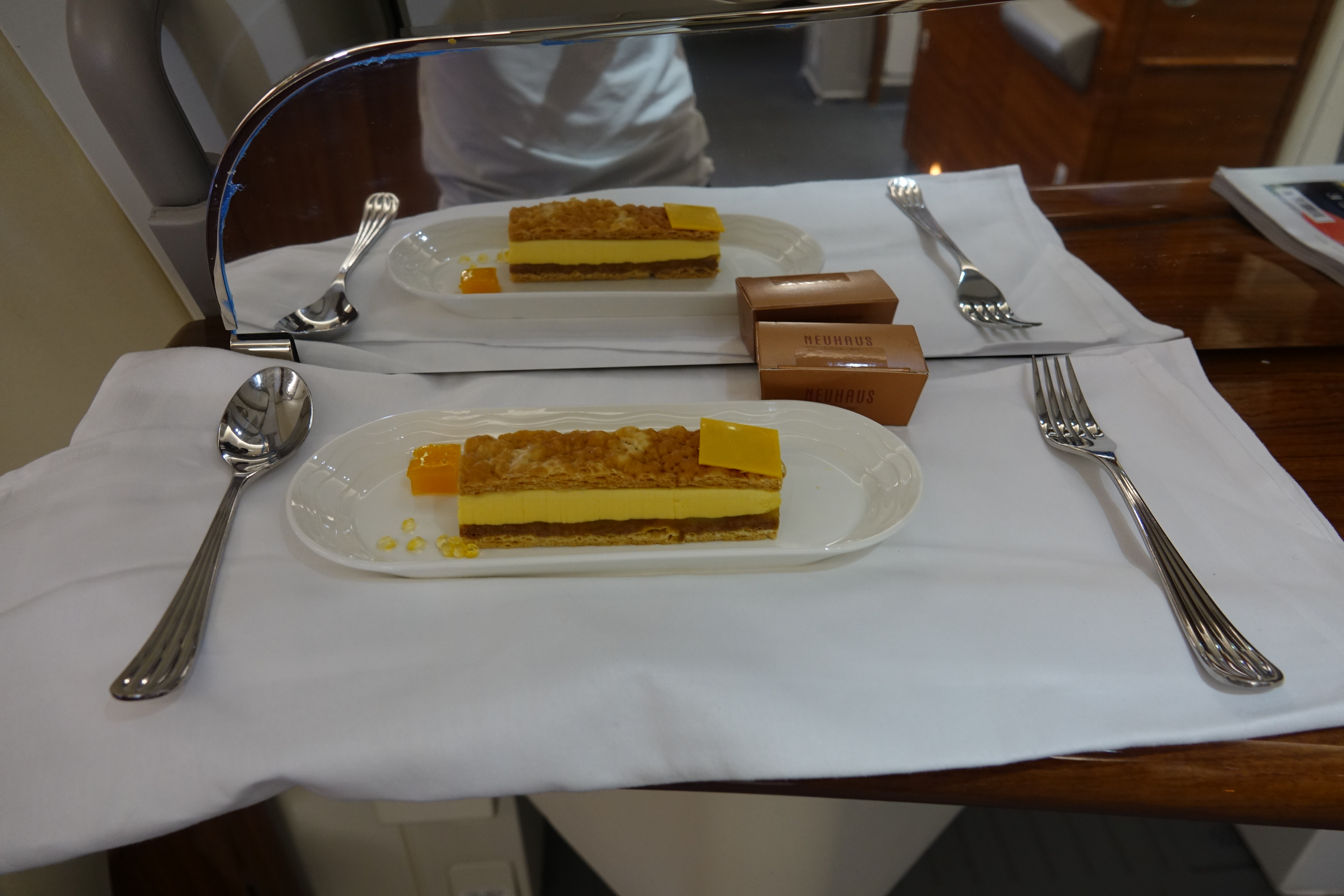 a plate of desserts on a table