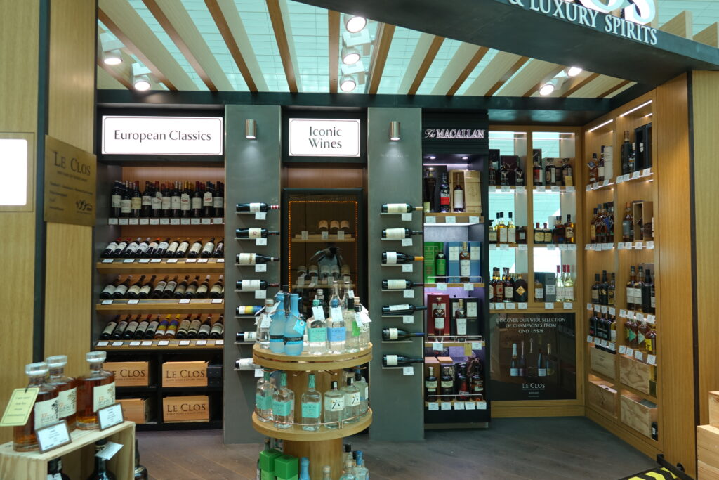 a store with shelves of wine