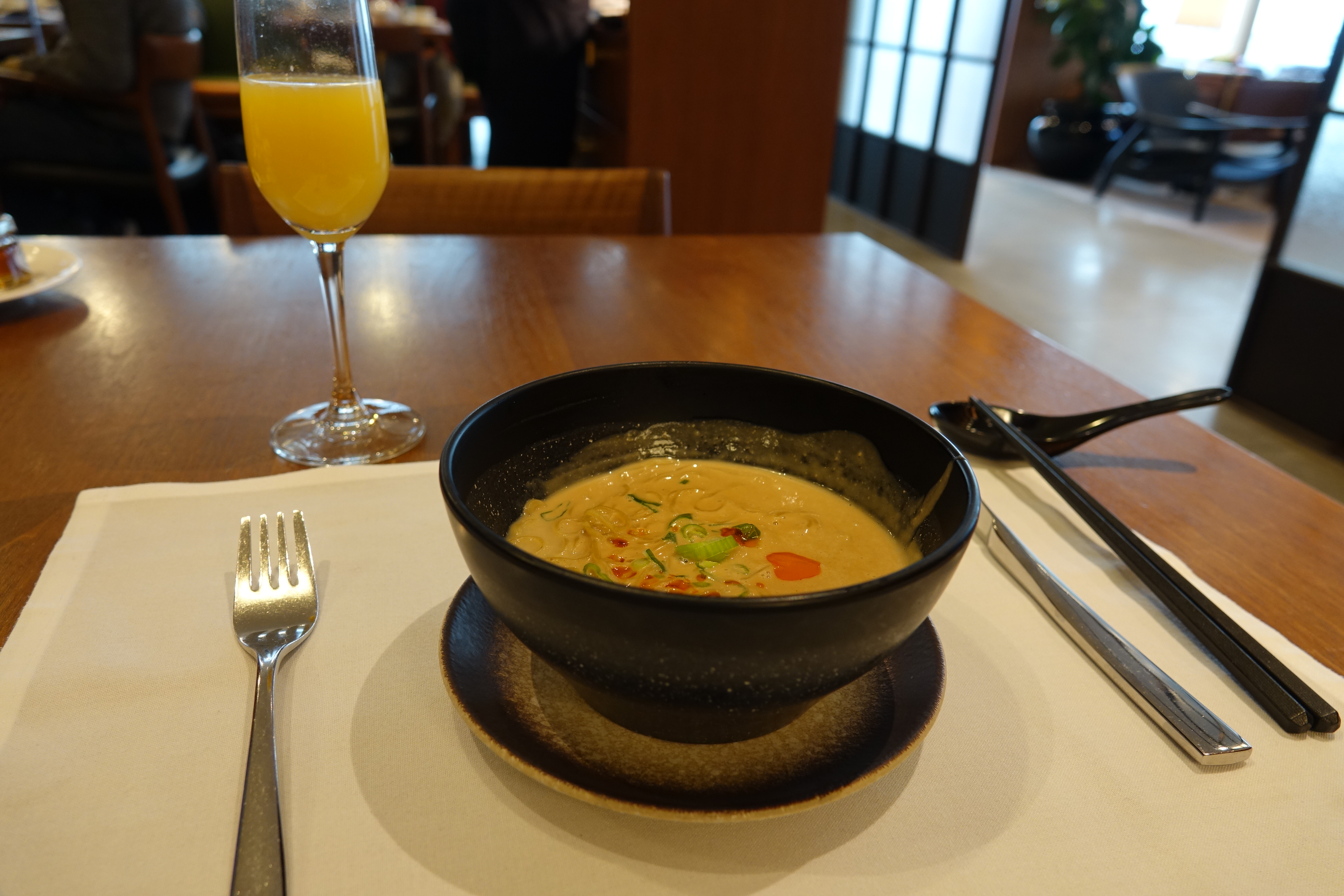 a bowl of soup on a table