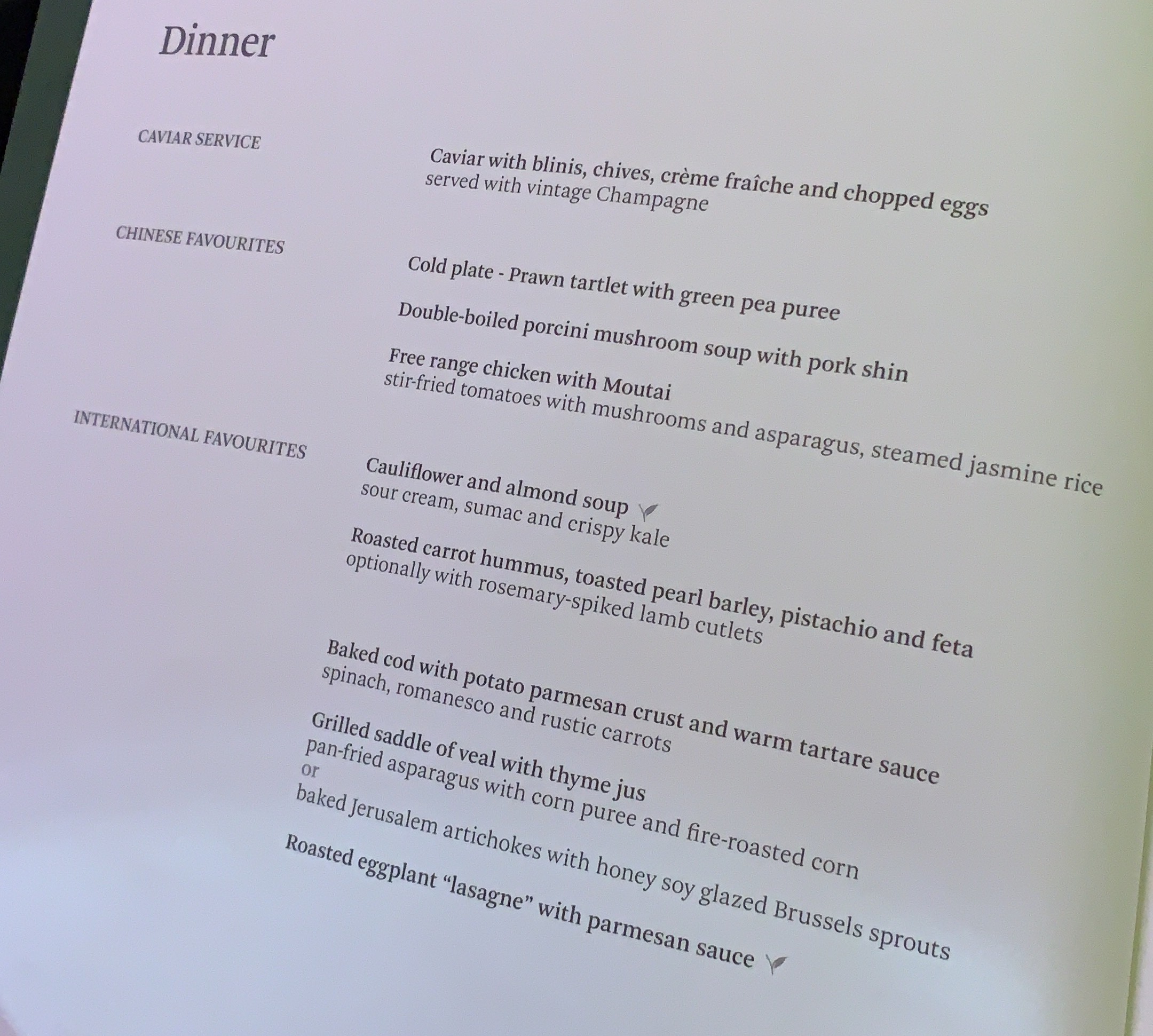 a menu on a table