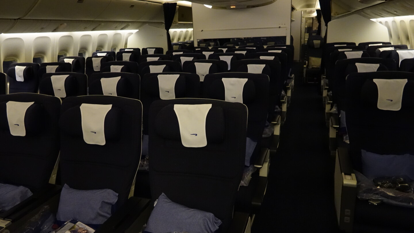 a row of seats in an airplane