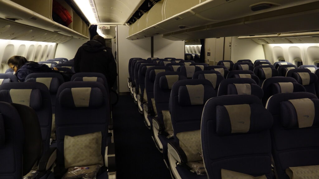 a row of seats in an airplane