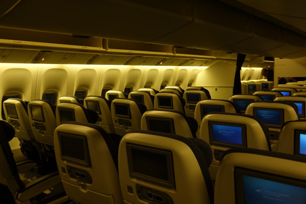 rows of seats in an airplane