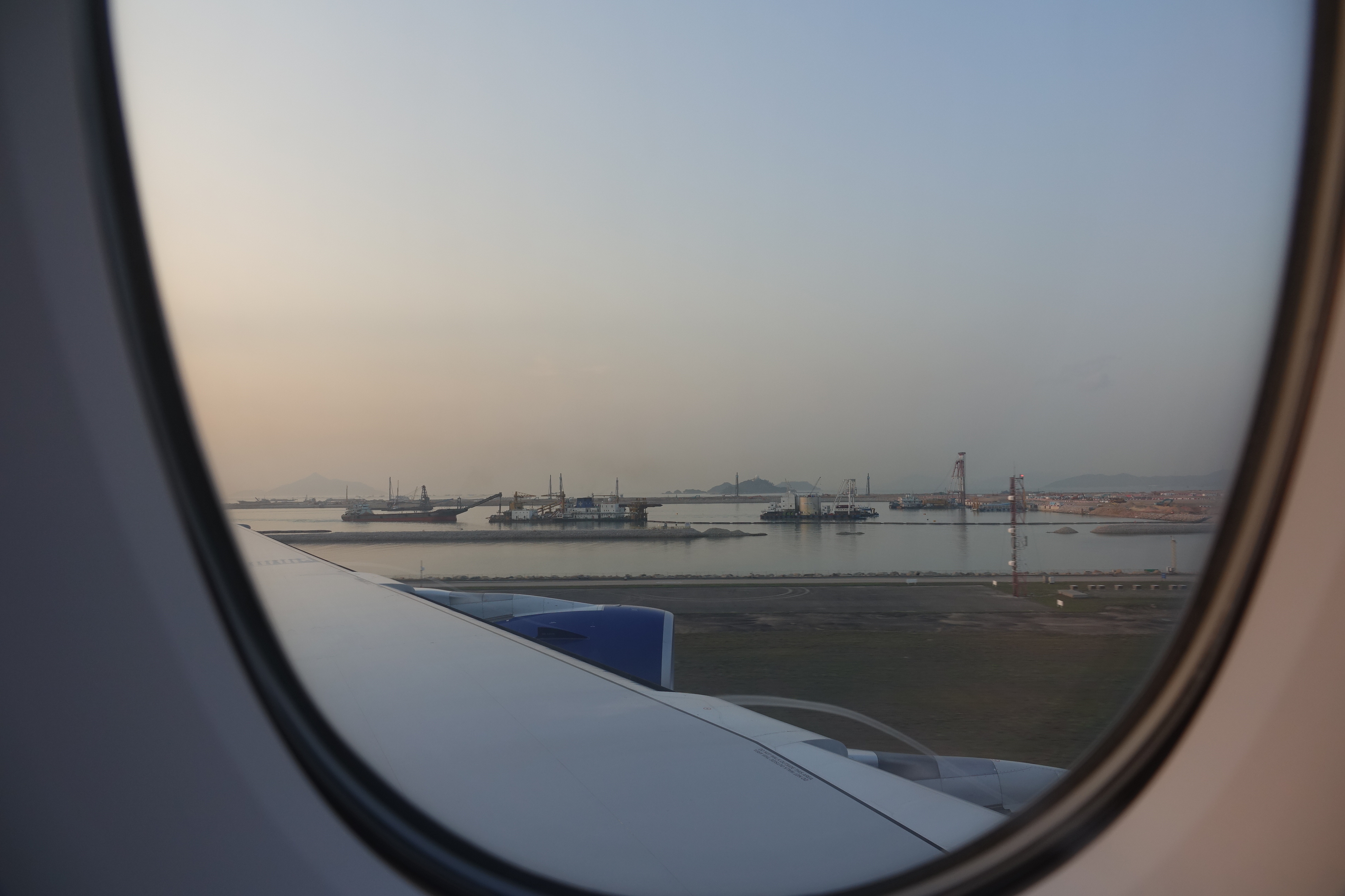 a view of a body of water from an airplane window