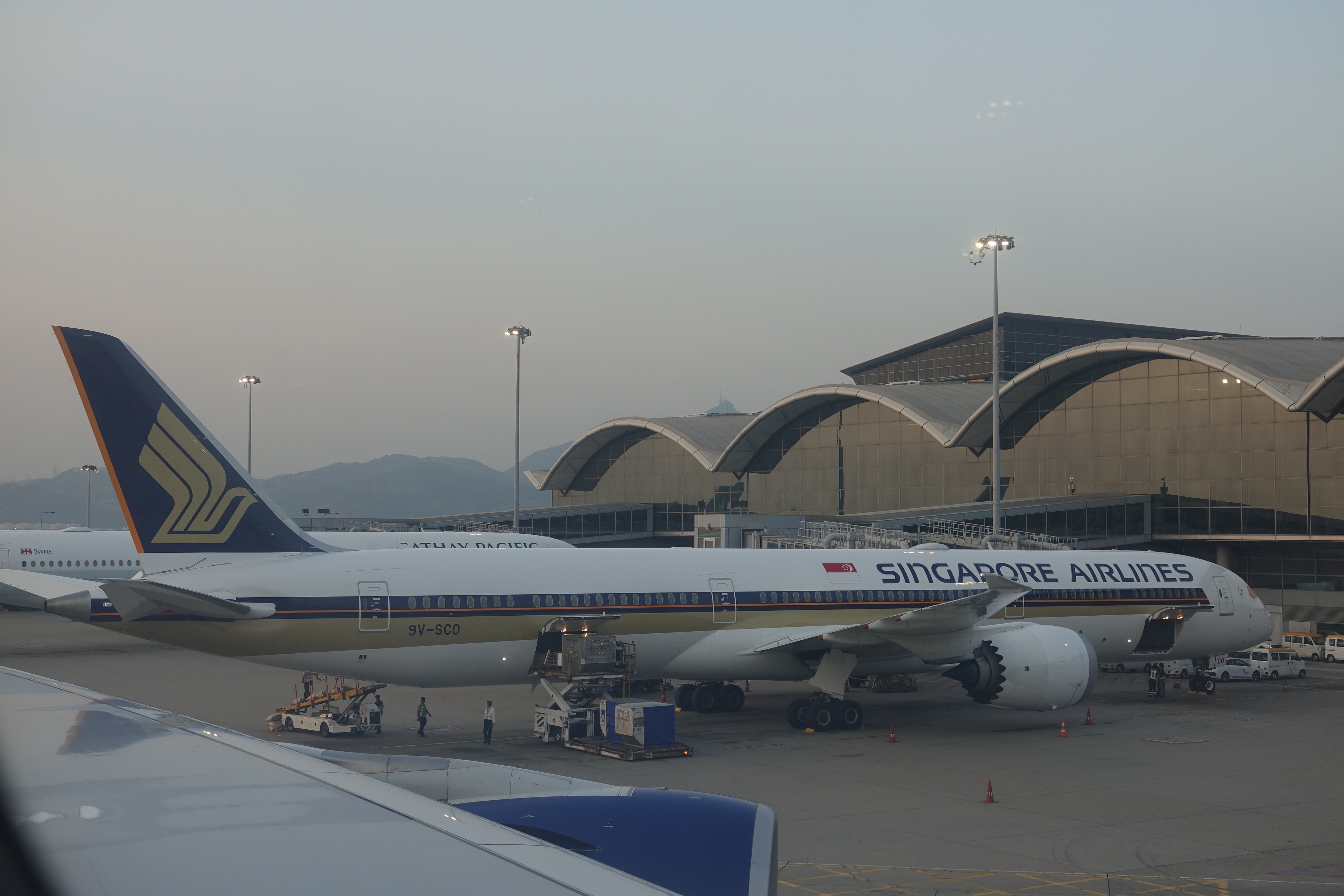 an airplane parked at an airport