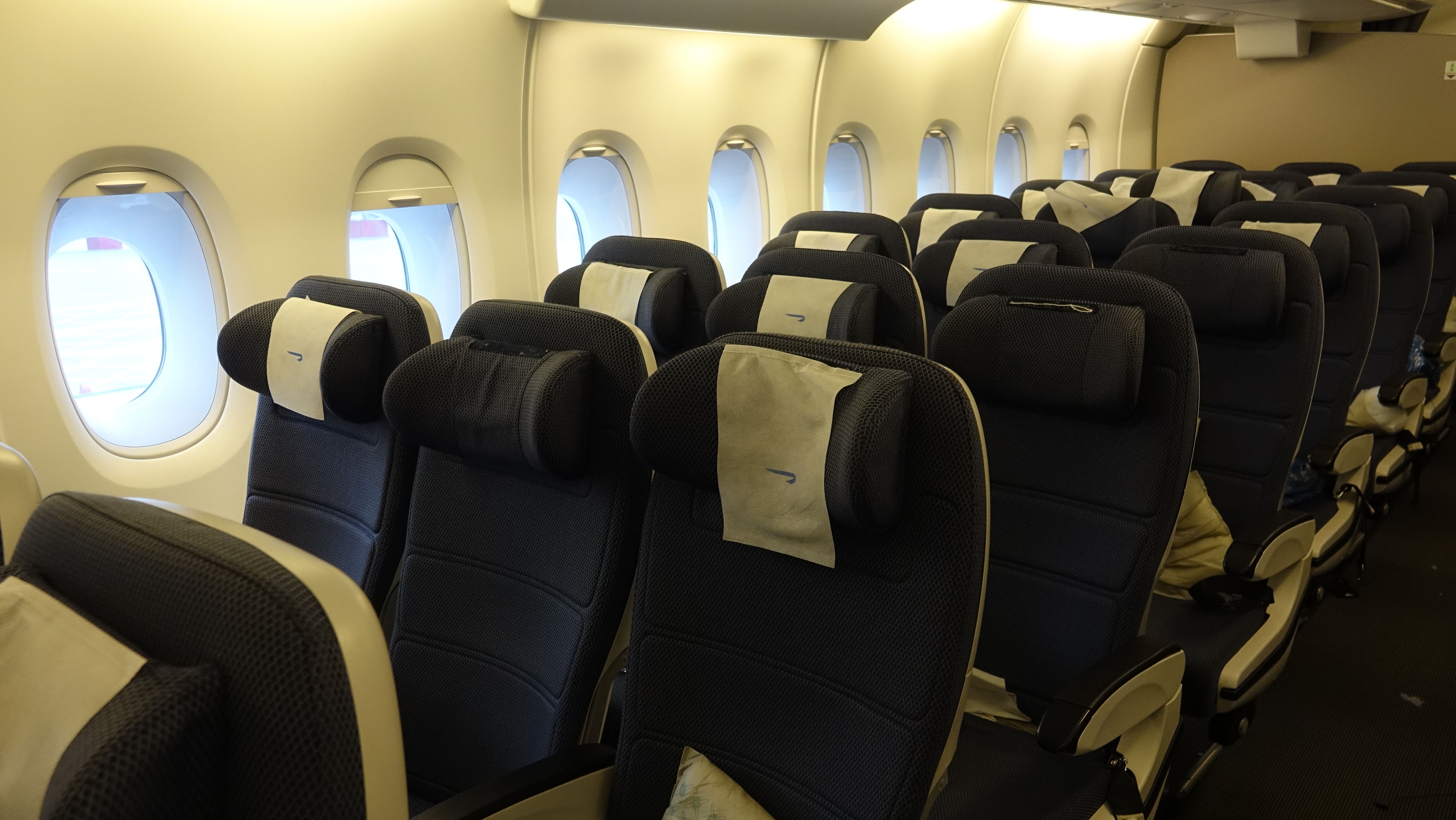 a row of seats on an airplane