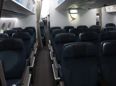 a row of seats in an airplane