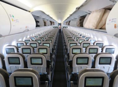 rows of seats in an airplane
