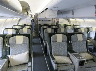 an airplane with seats and a window