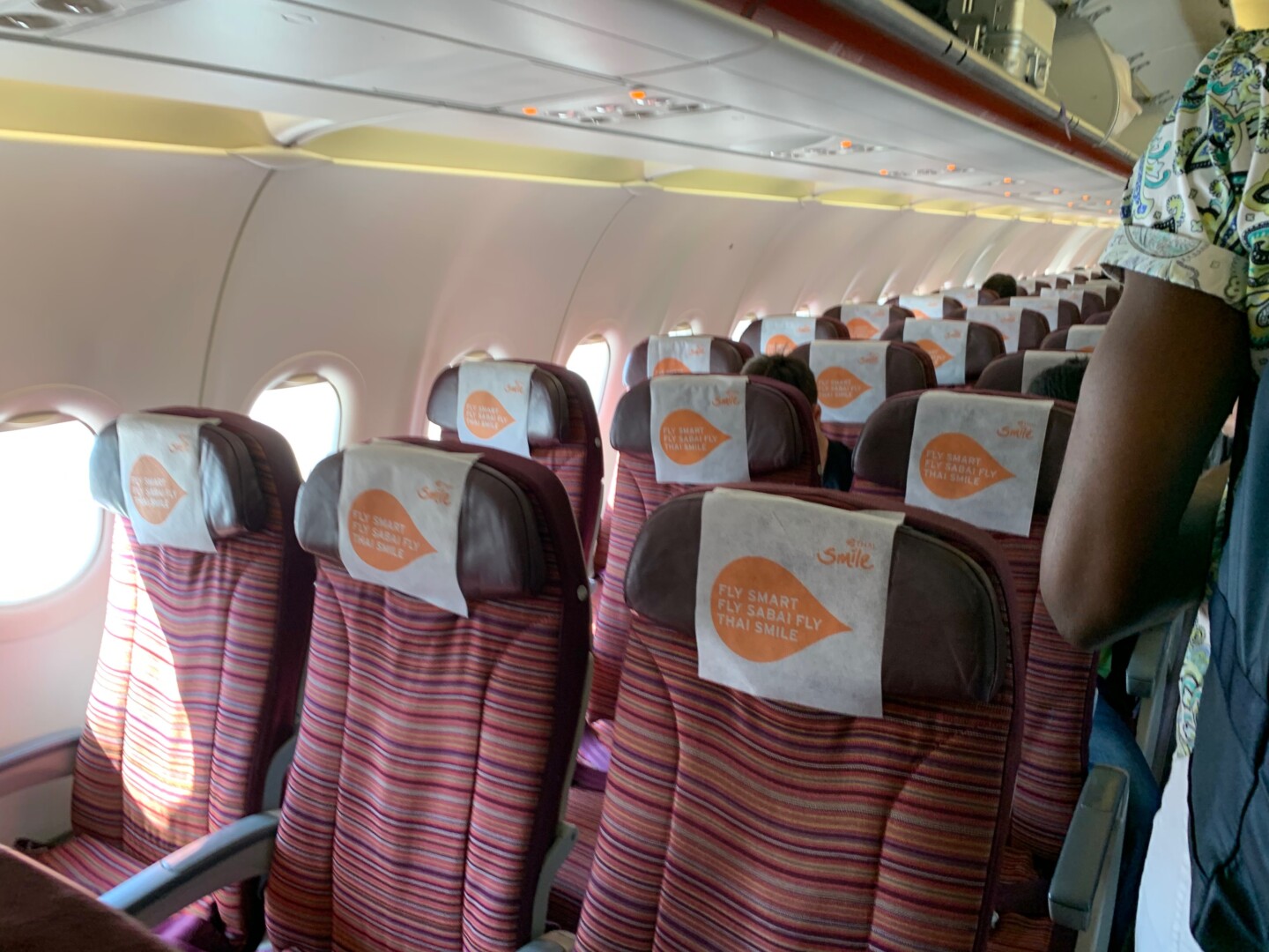 a row of seats on an airplane