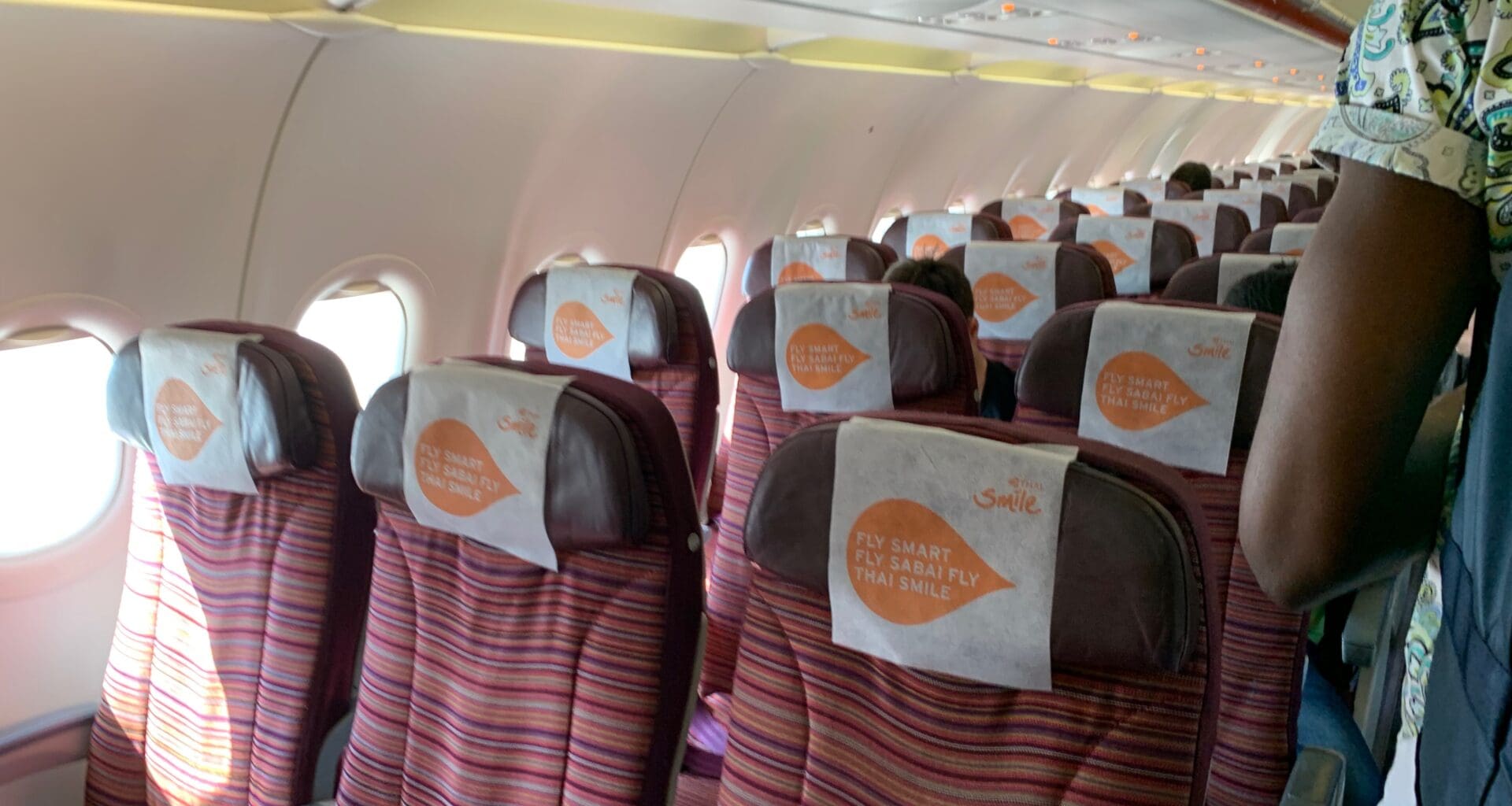 a row of seats on an airplane