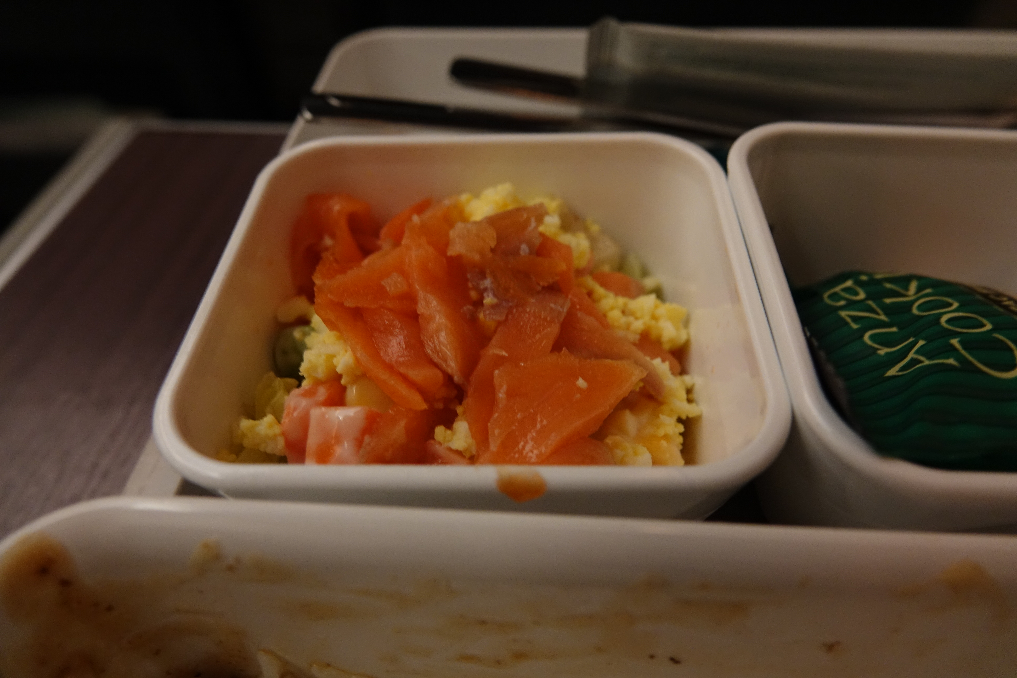 a bowl of food on a tray