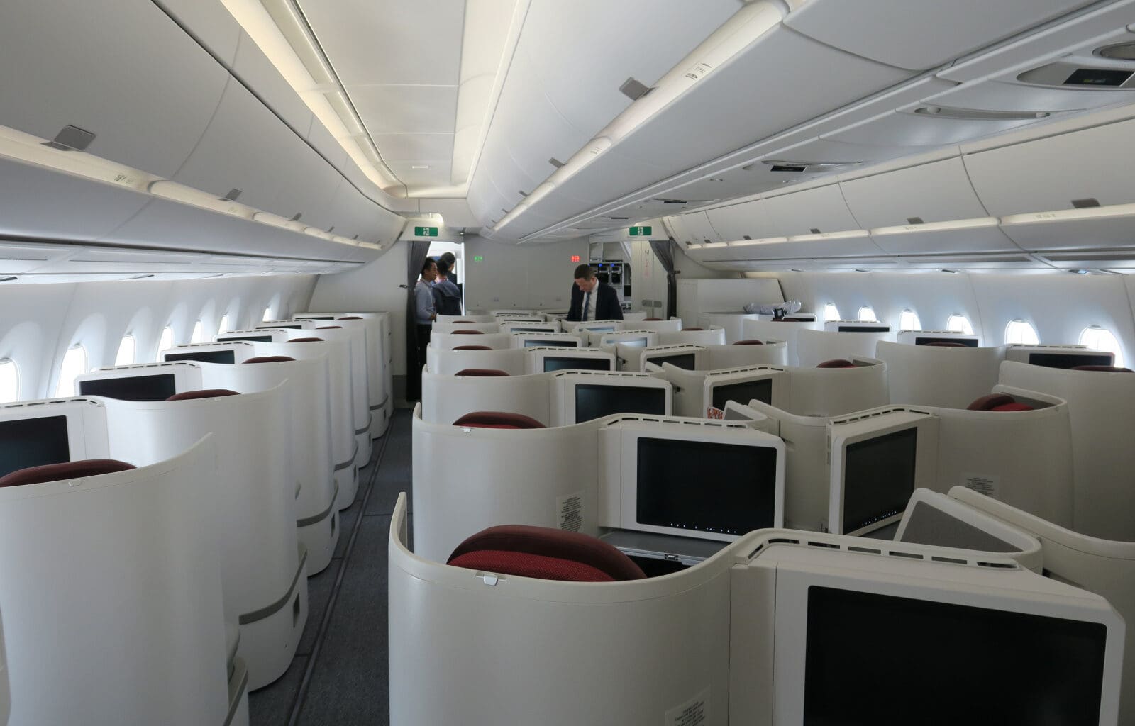 a plane with rows of computers