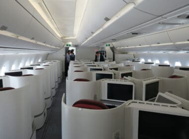 a plane with rows of computers