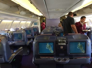 a group of people in an airplane