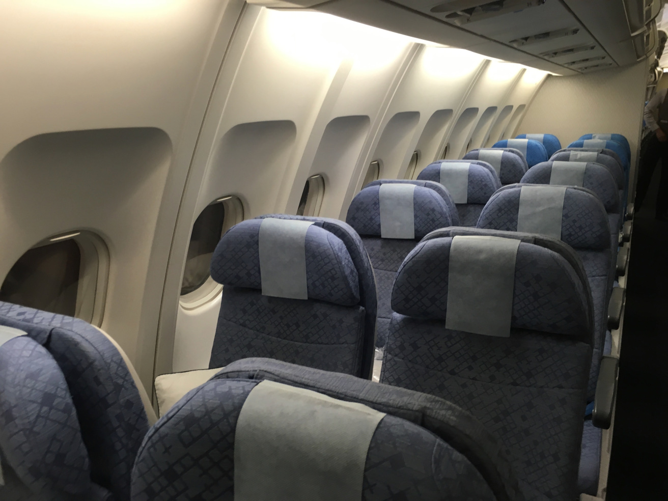 a row of seats on an airplane