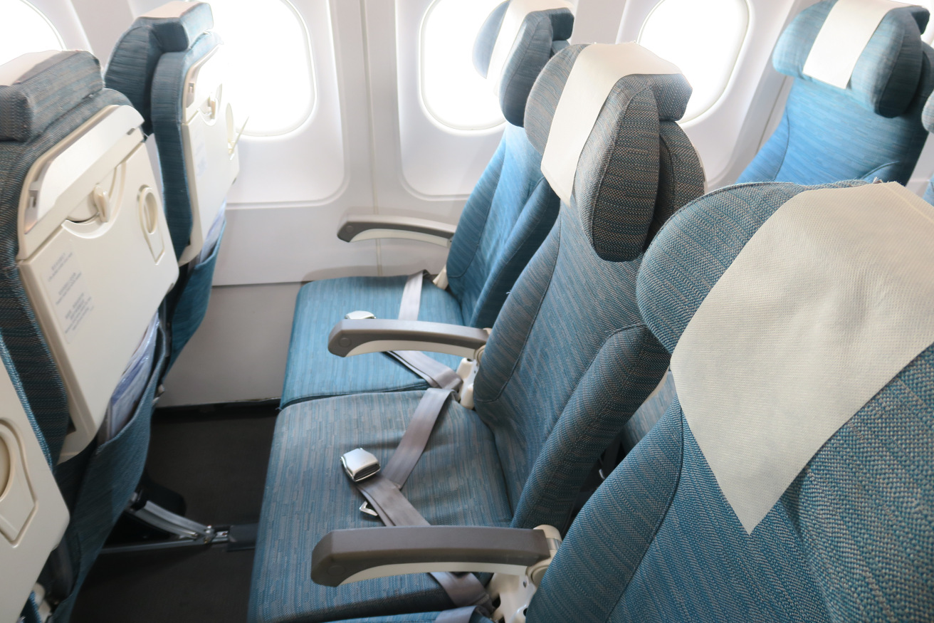 a row of seats in an airplane