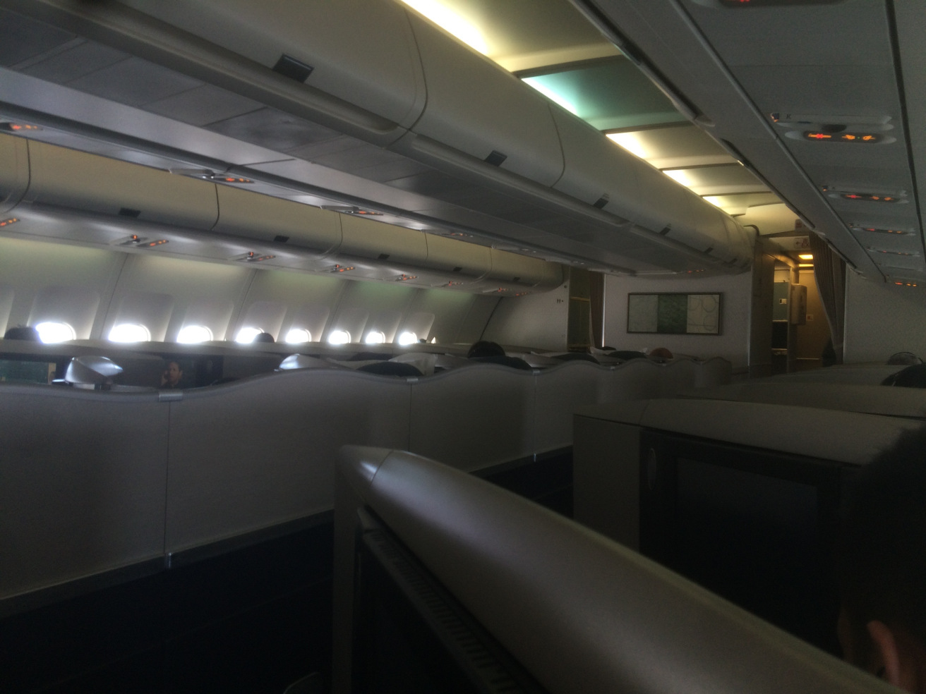 an airplane with seats and windows