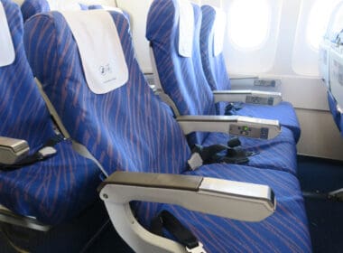 a row of seats on an airplane