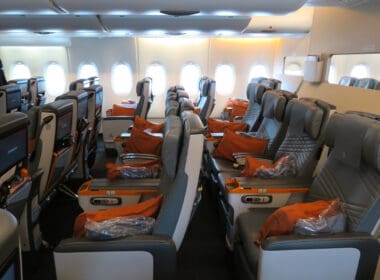 a row of seats in an airplane