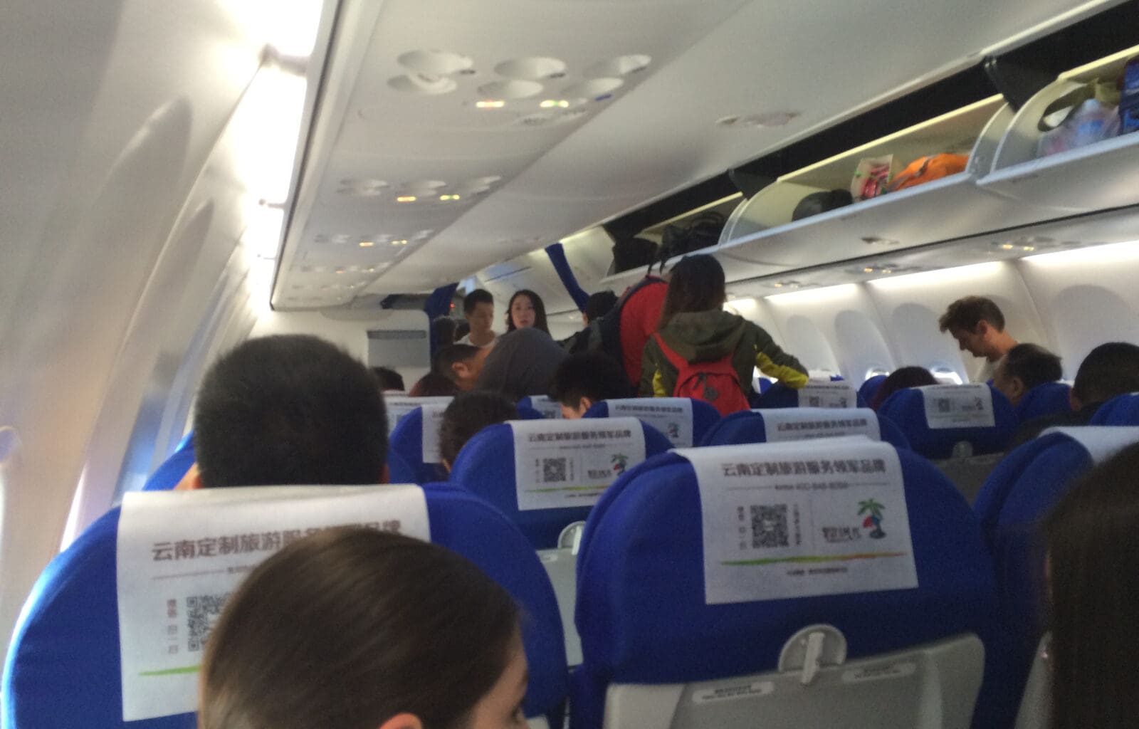 a group of people on an airplane