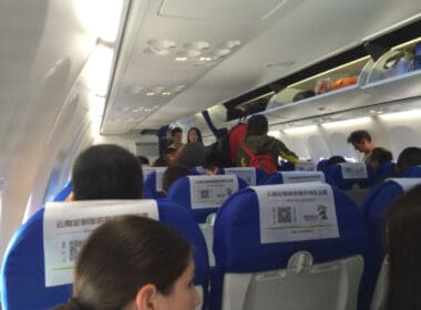 a group of people on an airplane