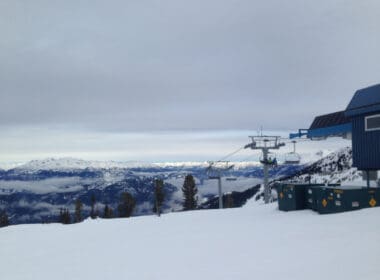 a ski lift on a snowy mountain