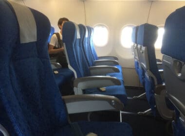 a person standing in a plane