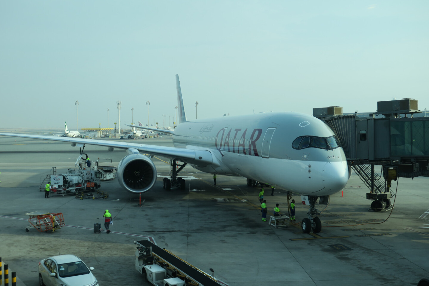 a plane parked at an airport