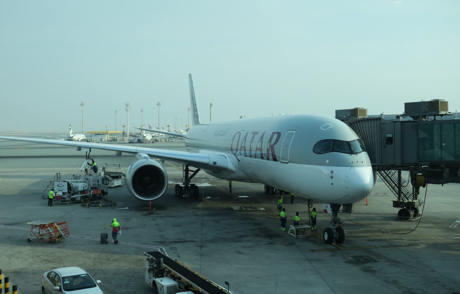 a plane parked at an airport